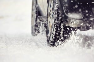 Tire on winter road
